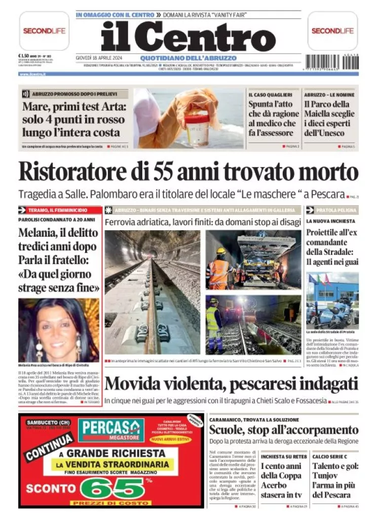 Prima-pagina-il centro-oggi-edizione-del-2024-04-18